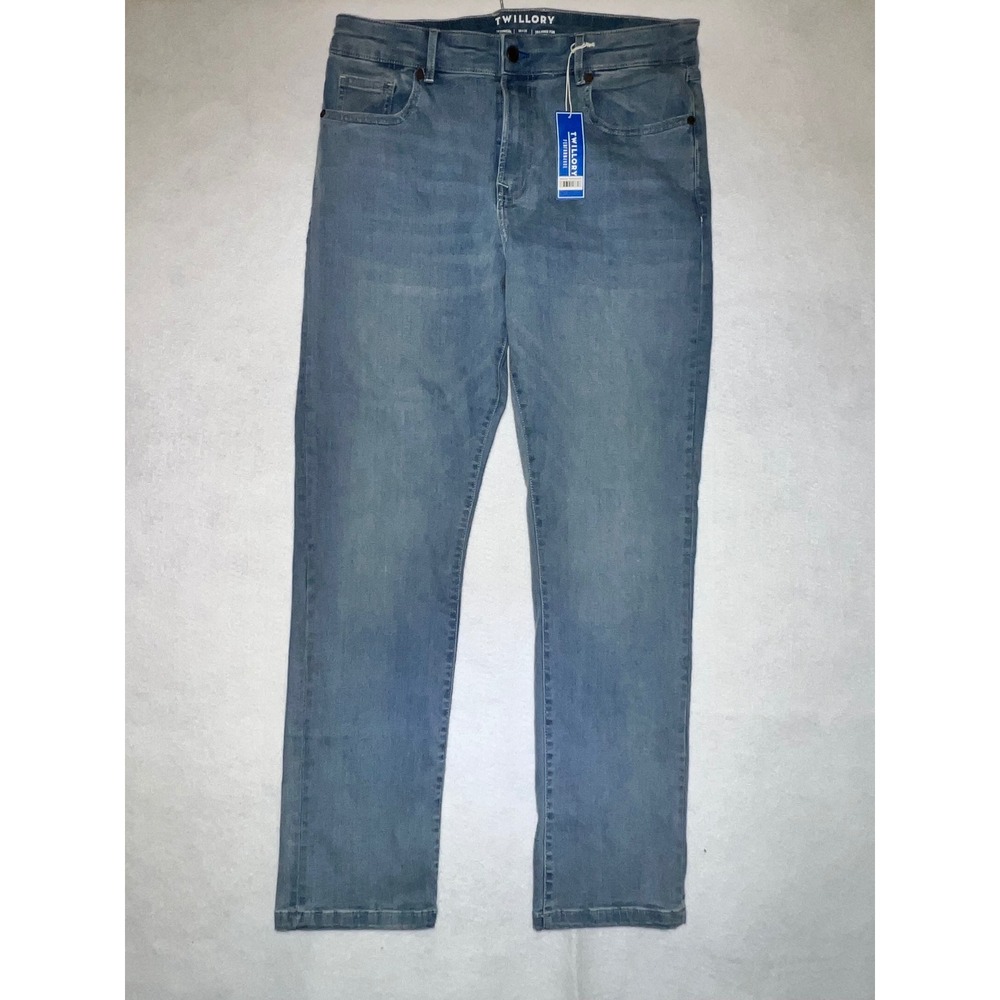 NWT Twillory Performance Technical Denim Jeans Mens 34x32 Tailored Fit Blue